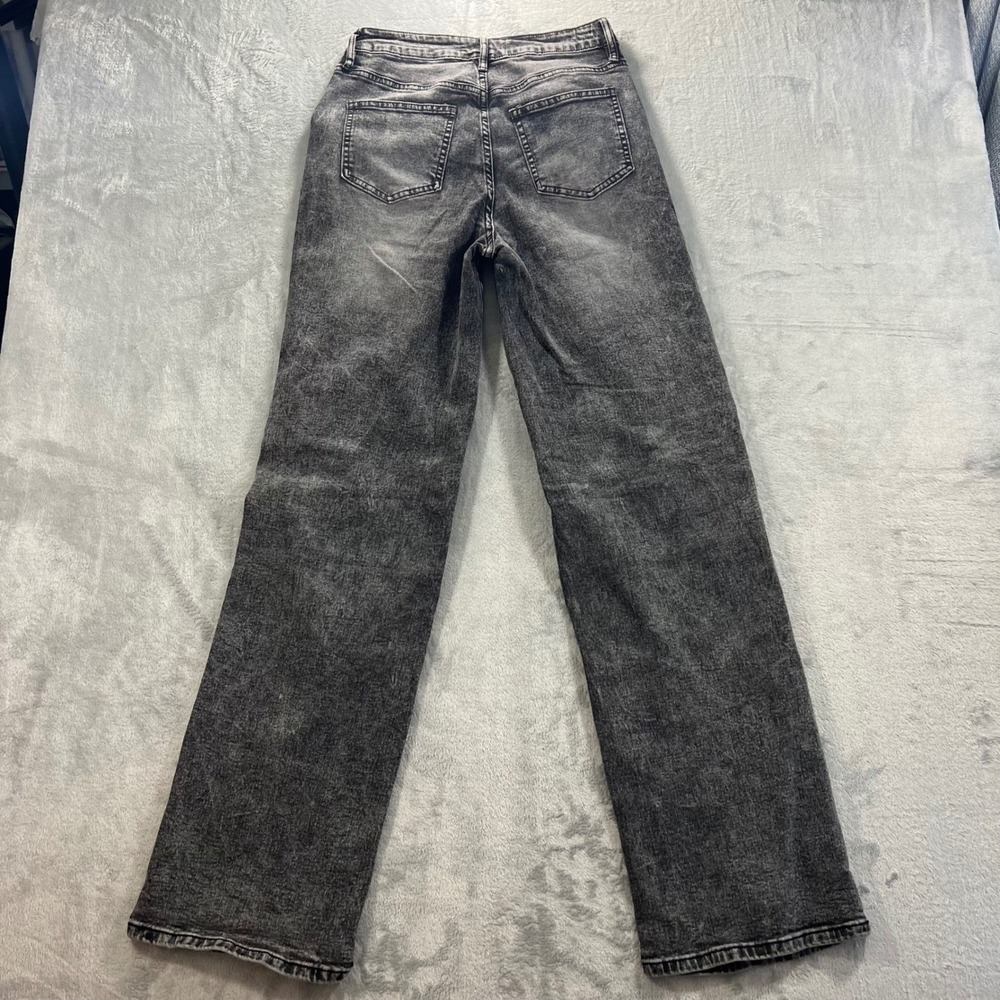 FASHION NOVA Moto Jeans Women Size‎ 7 Black Good Acid Wash Ribbed Knee HLC08